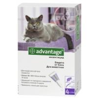 Bayer Advantage Адвантейж 80 капли на холку для кошек от 4 кг 4 пипетки